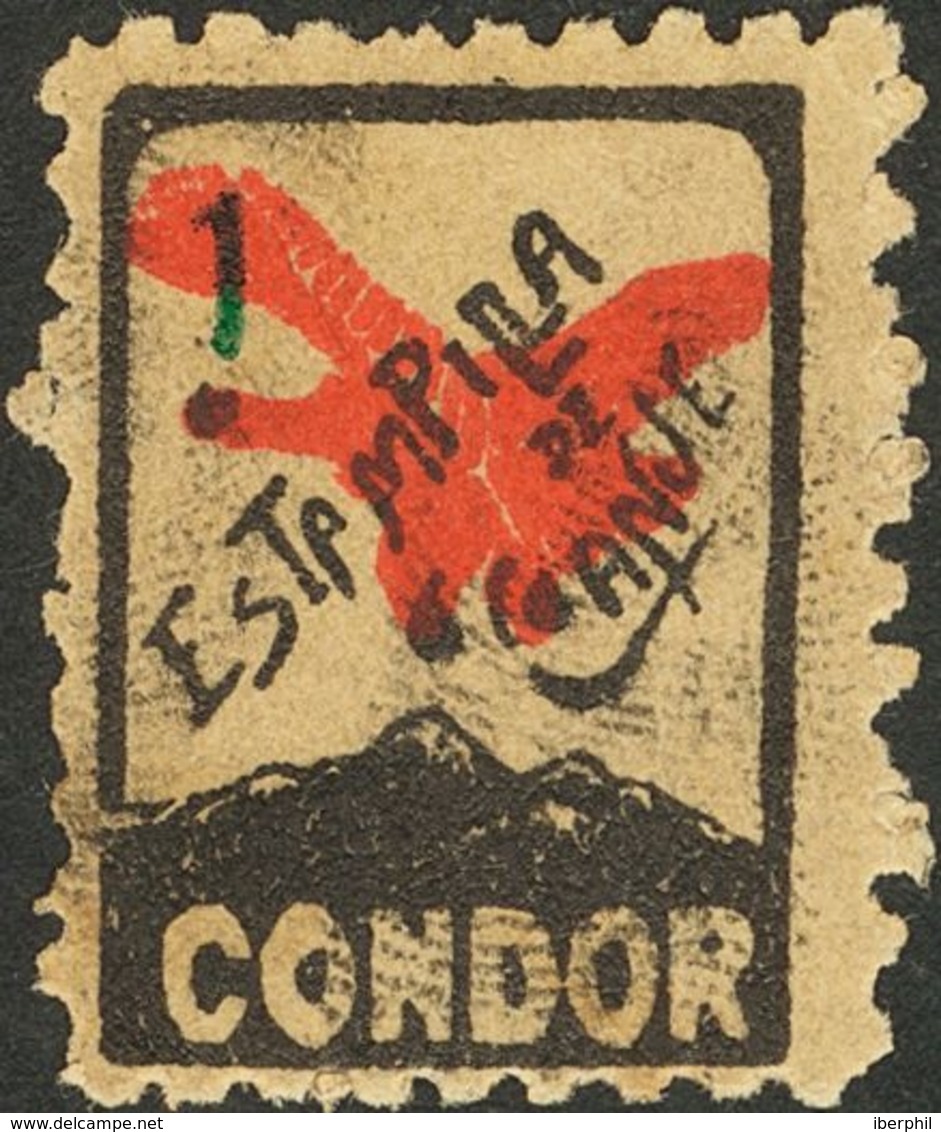 *. (1936ca). 1 Cts Negro, Rojo Y Verde. ESTAMPILLA DE CANJE, CONDOR. MAGNIFICA Y MUY RARA, NO CATALOGADA EN GUILLAMON. - Sonstige & Ohne Zuordnung