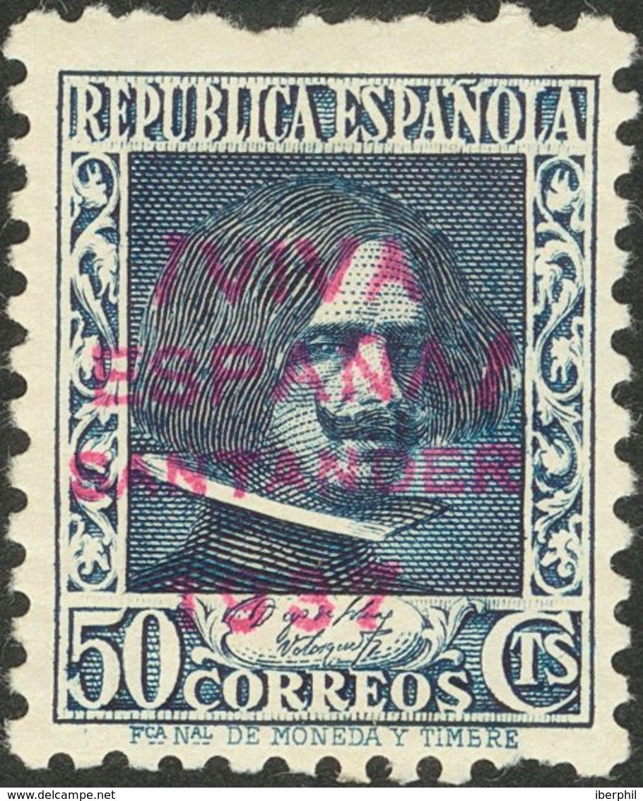 *. 1937. 45 Cts Carmín Y 50 Cts Azul. Sobrecarga ¡VIVA / ESPAÑA! / SANTANDER / 1937, De Iniciativa Privada. BONITOS Y RA - Otros & Sin Clasificación