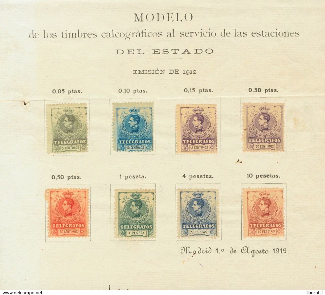 (*)47/54. 1912. Serie Completa, Sobre HOJA MODELO. MAGNIFICA Y RARA. Edifil 2011: 1.000 Euros - Altri & Non Classificati