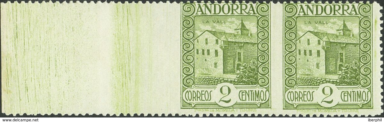 **15sphi. 1929. 2 Cts Verde Oliva, Pareja Y Borde De Hoja. Variedad SIN DENTAR ENTRE LOS SELLOS Y EL MARGEN IZQUIERDO. M - Altri & Non Classificati