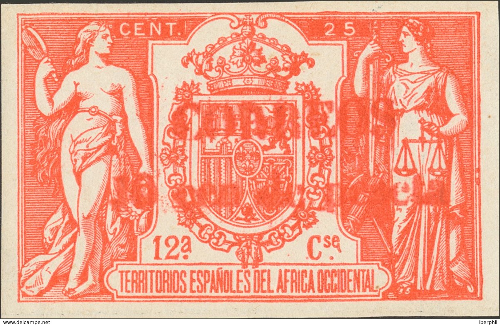 *50Ga. 1909. 10 Cts Sobre 25 Cts Rojo. Variedad CAMBIO DE COLOR EN LA SOBRECARGA, En Rojo. MAGNIFICO. Edifil 2013: 183 E - Other & Unclassified