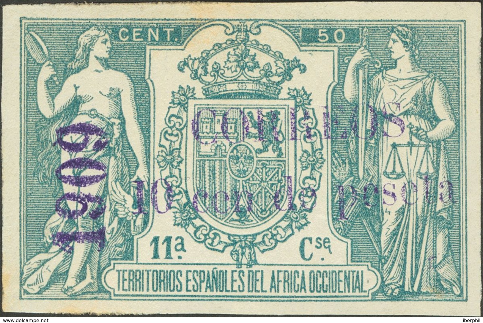 *50Hcc. 1909. 10 Cts Sobre 50 Cts Verde. Variedad CAMBIO DE COLOR EN LA SOBRECARGA, En Violeta. MAGNIFICO Y MUY RARO, NO - Altri & Non Classificati