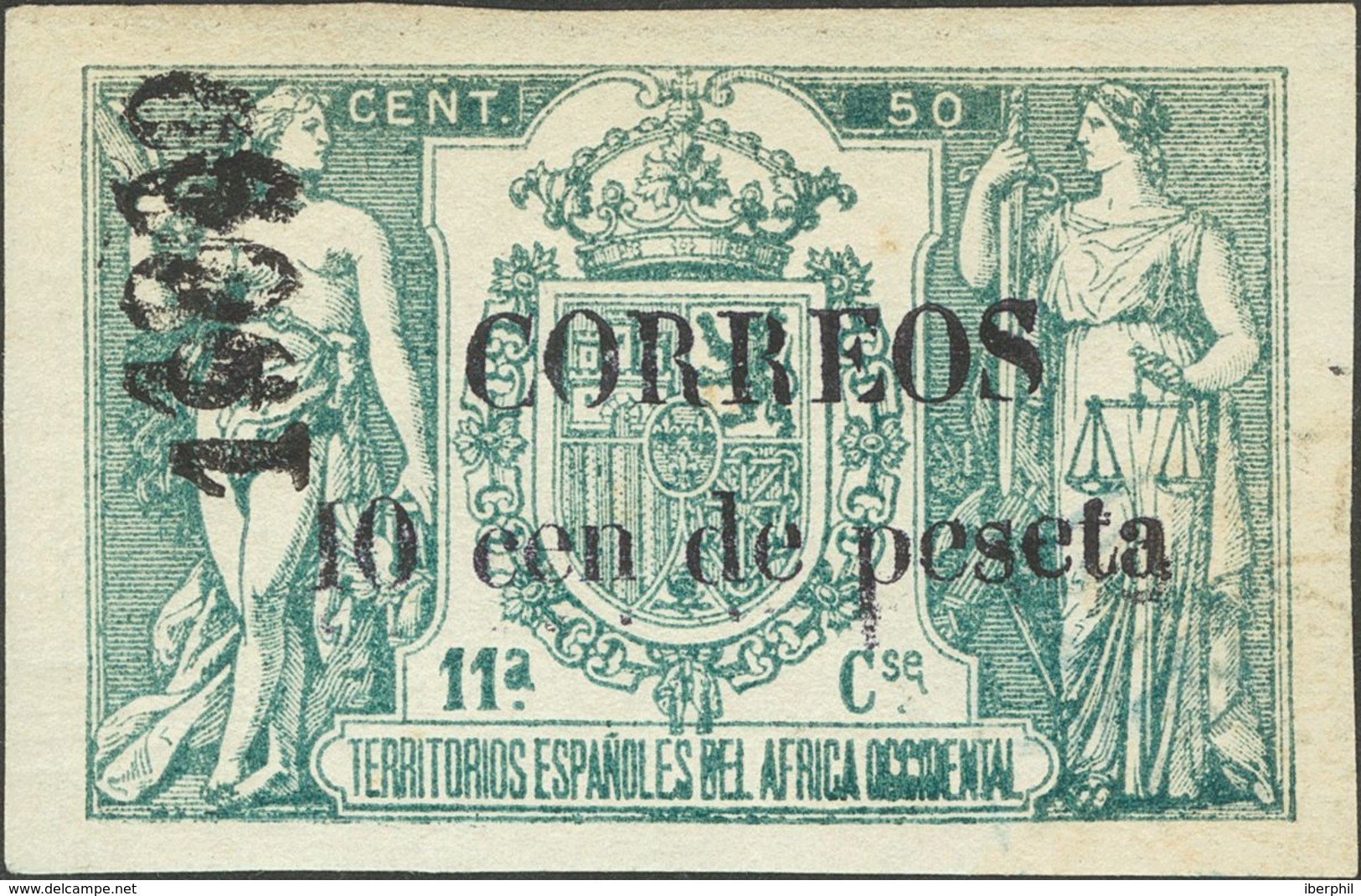 *50Hhh. 1909. 10 Cts Sobre 50 Cts Verde. Variedad DOBLE SOBRECARGA "1909". MAGNIFICO. Edifil 2018: 96 Euros - Autres & Non Classés