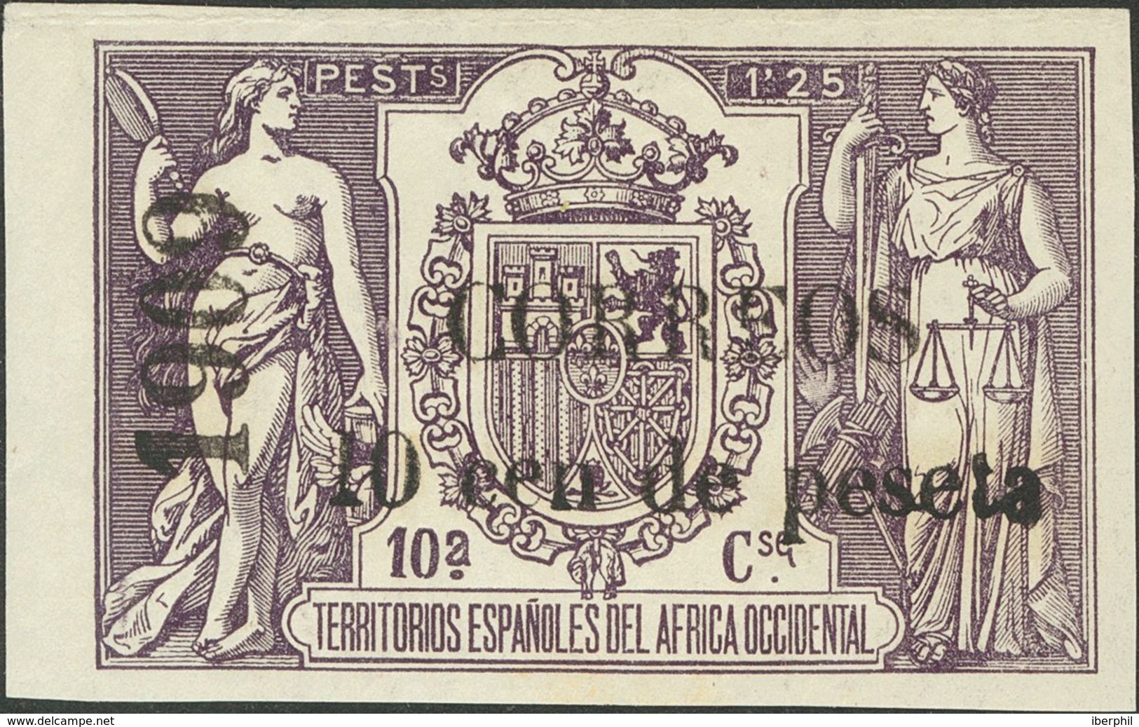 *50Jn. 1909. 10 Cts Sobre 1'25 Pts Violeta. Variedad SIN NUMERACION. MAGNIFICO. Edifil 2013: 97 Euros - Altri & Non Classificati