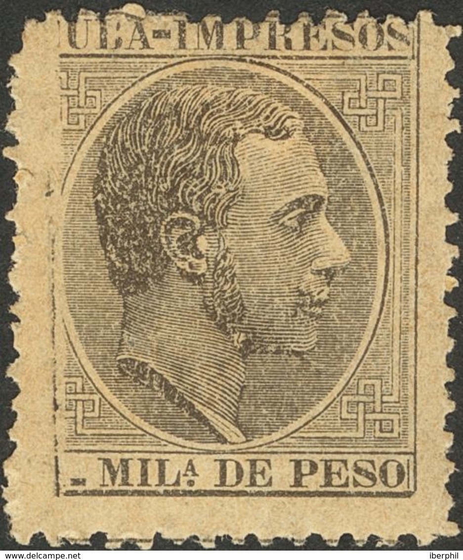 *90. 1883. 1 Mils Negro. Variedad "C DE CUBA" Y "1" OMITIDOS. MAGNIFICO Y MUY RARO, NO CATALOGADO. Cert. COMEX. - Autres & Non Classés