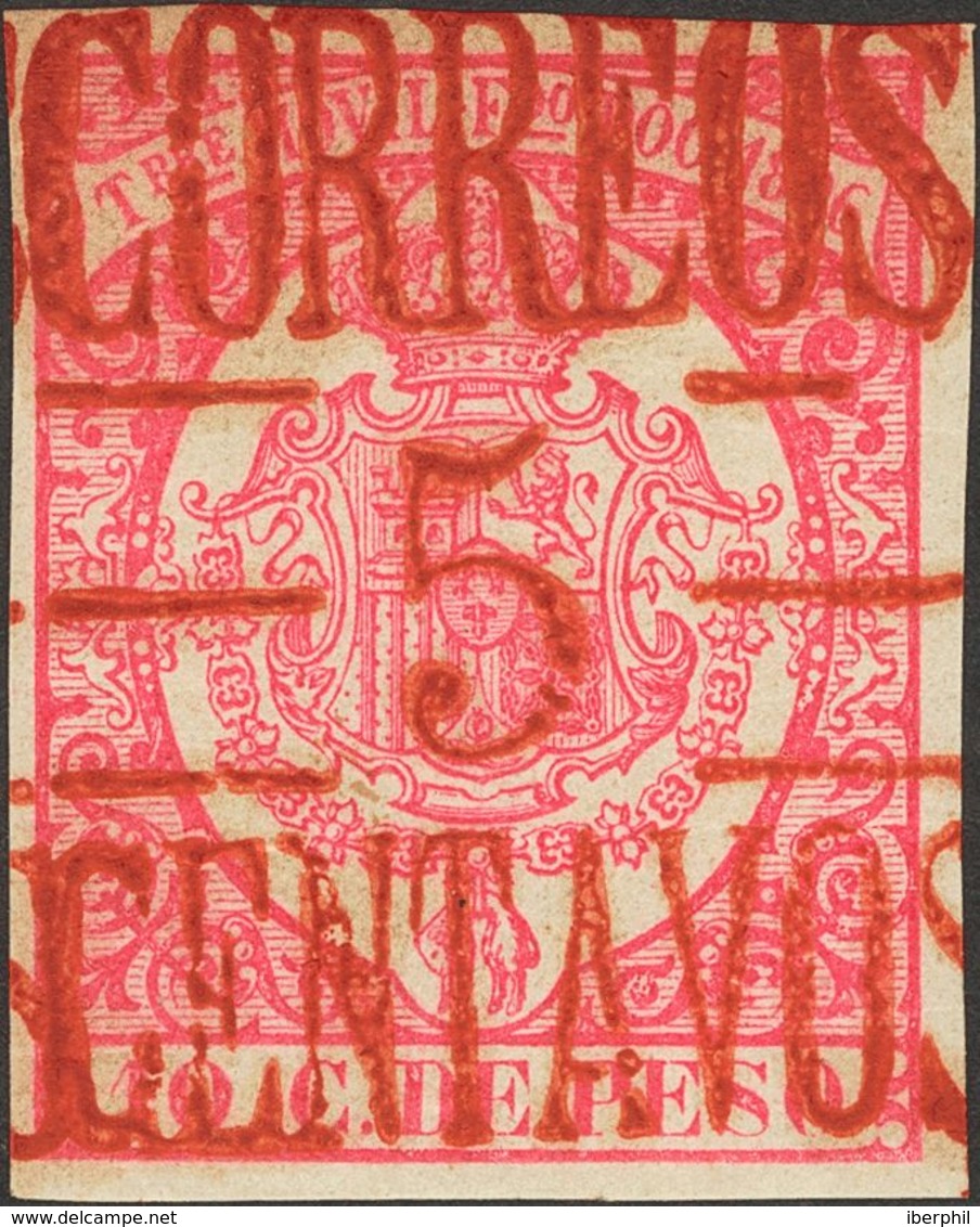 **41Ab. 1897. 5 Ctvos Sobre 10 Ctvos Rosa. MAGNIFICO. Cert. EXFIMA. Edifil 2018: 153 Euros - Autres & Non Classés