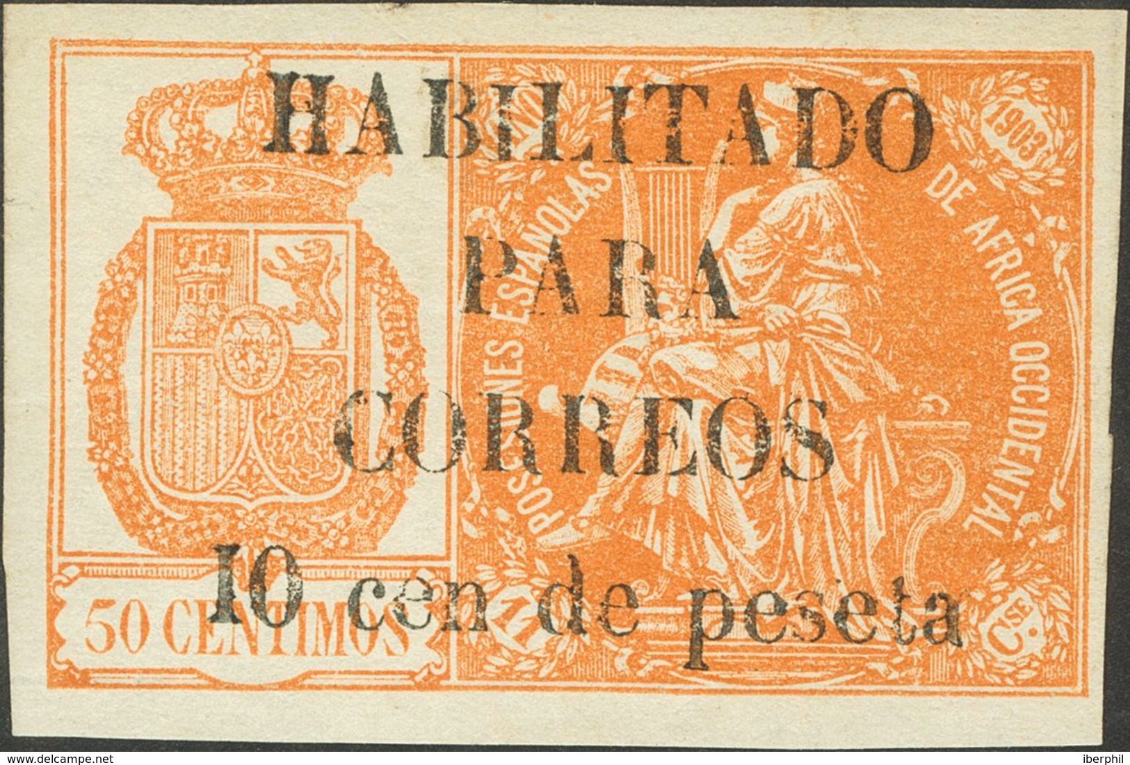 *26E. 1904. 10 Cts Sobre 50 Cts Naranja. MAGNIFICO. Cert. CEM. Edifil 2018: 184 Euros - Other & Unclassified