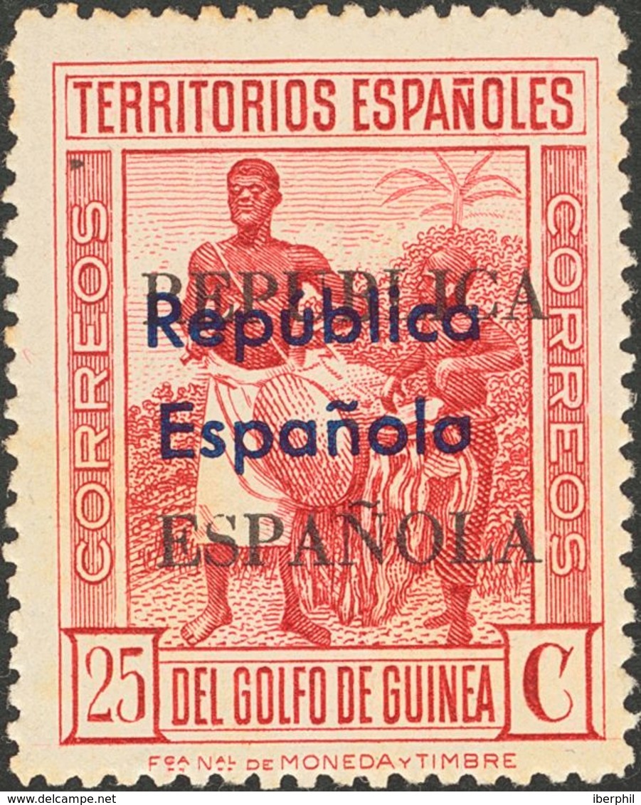 *243K. 1933. 25 Cts Rojo (leves Manchitas Del Tiempo Como Es Habitual). BONITO Y RARO. Cert. CEM. Edifil 2018: 205 Euros - Sonstige & Ohne Zuordnung