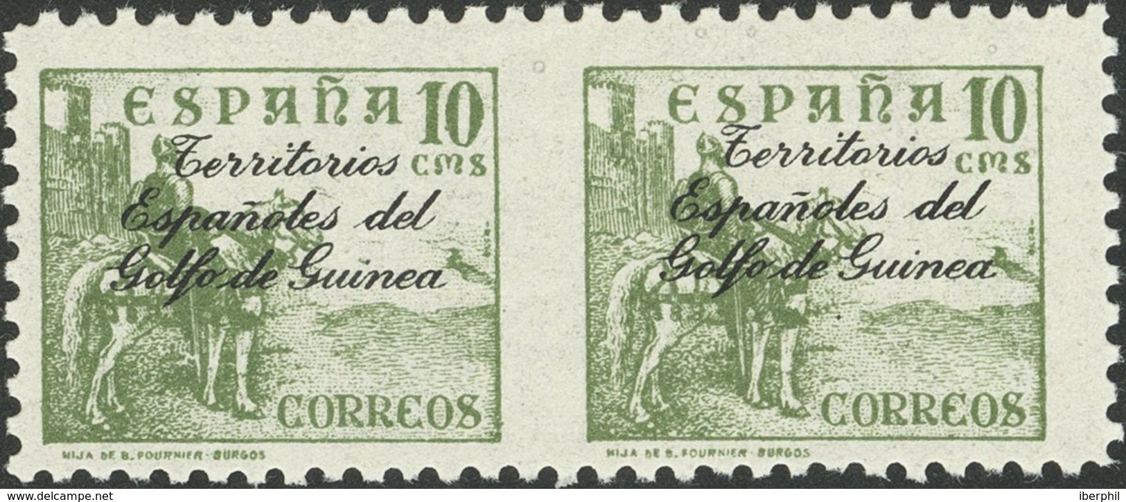 **256sph. 1939. 10 Cts Verde, Pareja. Variedad SIN DENTAR ENTRE LOS SELLOS. MAGNIFICA. Edifil 2018: +120 Euros - Autres & Non Classés