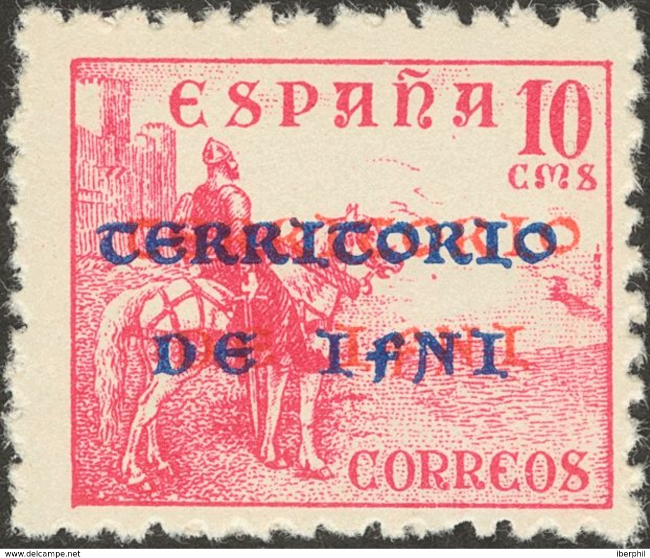 **4hhcc. 1941. 10 Cts Rosa. Variedad SOBRECARGA DOBLE, Una En Rojo. MAGNIFICO. Edifil 2013: +70 Euros - Otros & Sin Clasificación