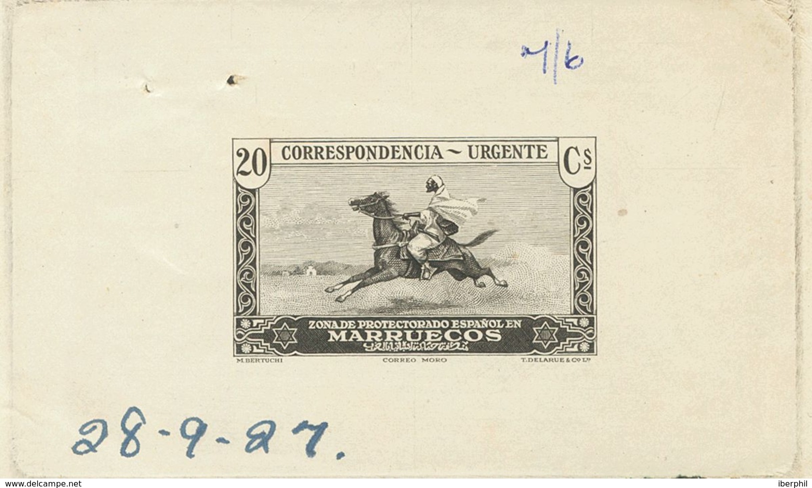 (*)118P. 1928. 20 Cts Negro. PRUEBA DE ESTADO, Con Fecha Manuscrita. MAGNIFICA Y EXTRAORDINARIAMENTE RARA. - Other & Unclassified
