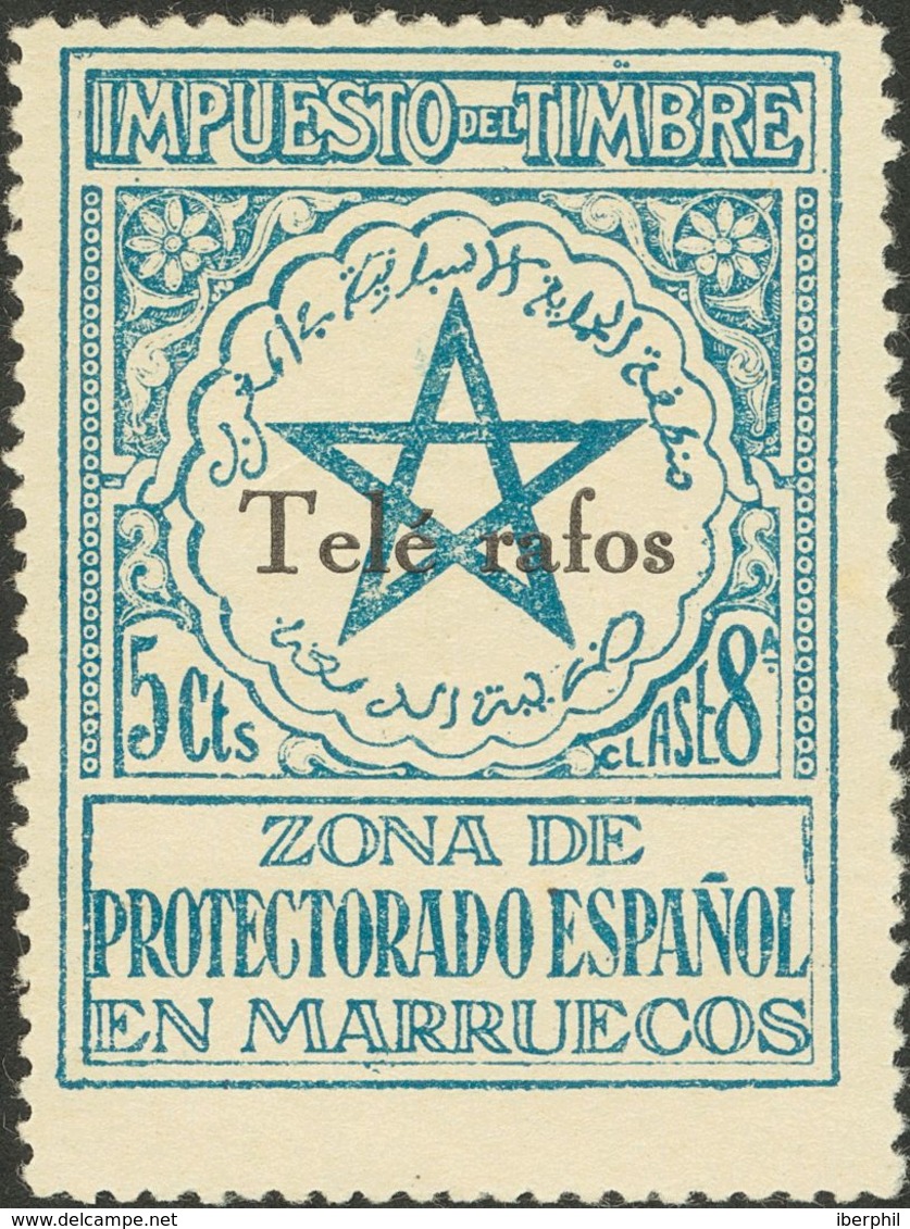 *34Mhe. 1935. 5 Cts Azul (Tipo III). Variedad "G" De TELEGRAFOS OMITIDA. MAGNIFICO. Edifil 2013: 53 Euros - Other & Unclassified