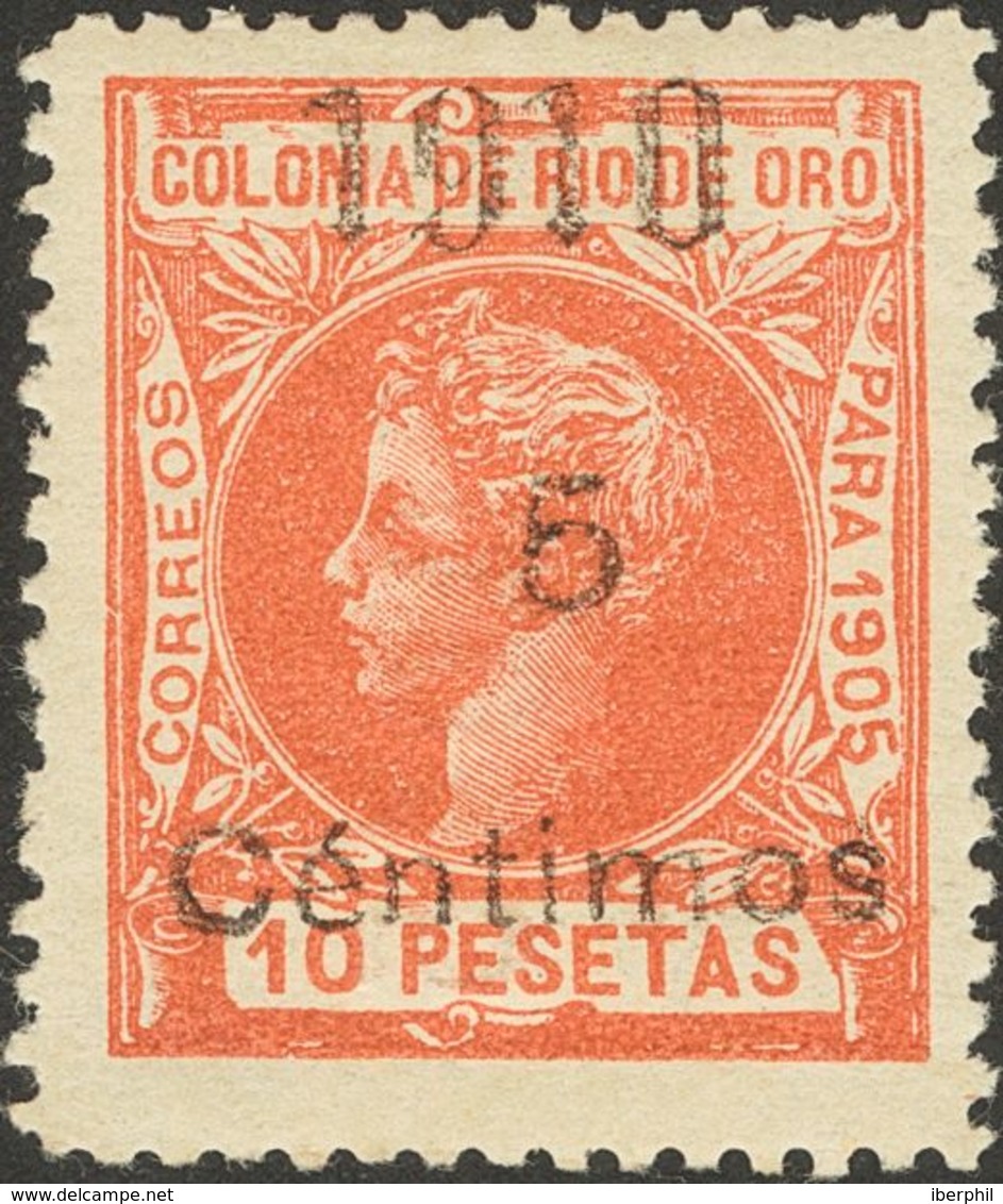 *NE1. 1910. 5 Cts Sobre 10 Pts Naranja. NO EMITIDO. MAGNIFICO Y MUY RARO. Edifil 2018: 510 Euros - Altri & Non Classificati