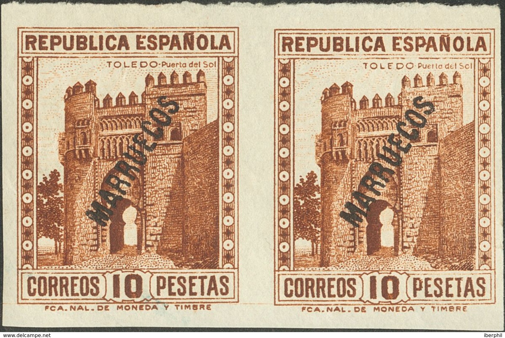 **83s(2). 1933. 10 Pts Castaño, Pareja. SIN DENTAR. MAGNIFICA. Edifil 2018: 180 Euros - Other & Unclassified