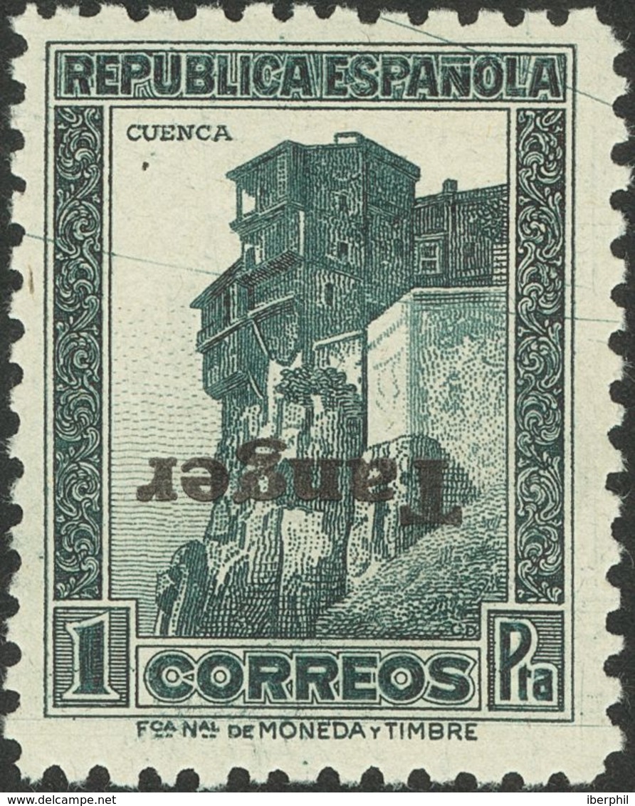 **124hi. 1939. 1 Pts Pizarra. Variedad SOBRECARGA INVERTIDA. MAGNIFICO. Edifil 2013: 250 Euros - Altri & Non Classificati