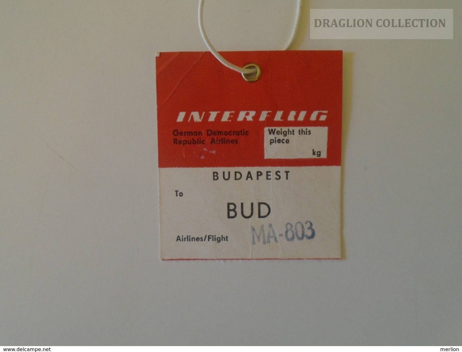 ZA140.9  INTERFLUG  DDR  Airlines  Baggage Tag  To Budapest  MA-803 MALÉV Ca 1980 - Baggage Labels & Tags