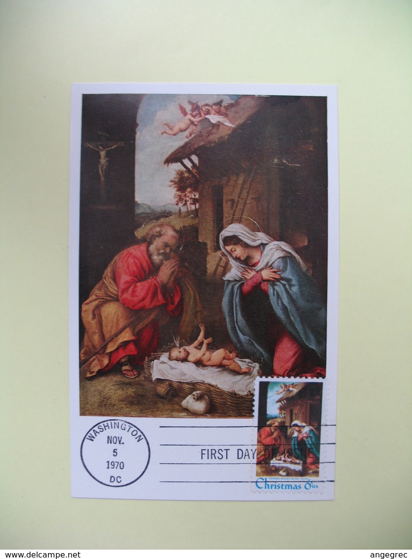 Carte Maximum 1970  Etats-Unis Lotto  - The Nativity  Cachet Washington - Cartes-Maximum (CM)