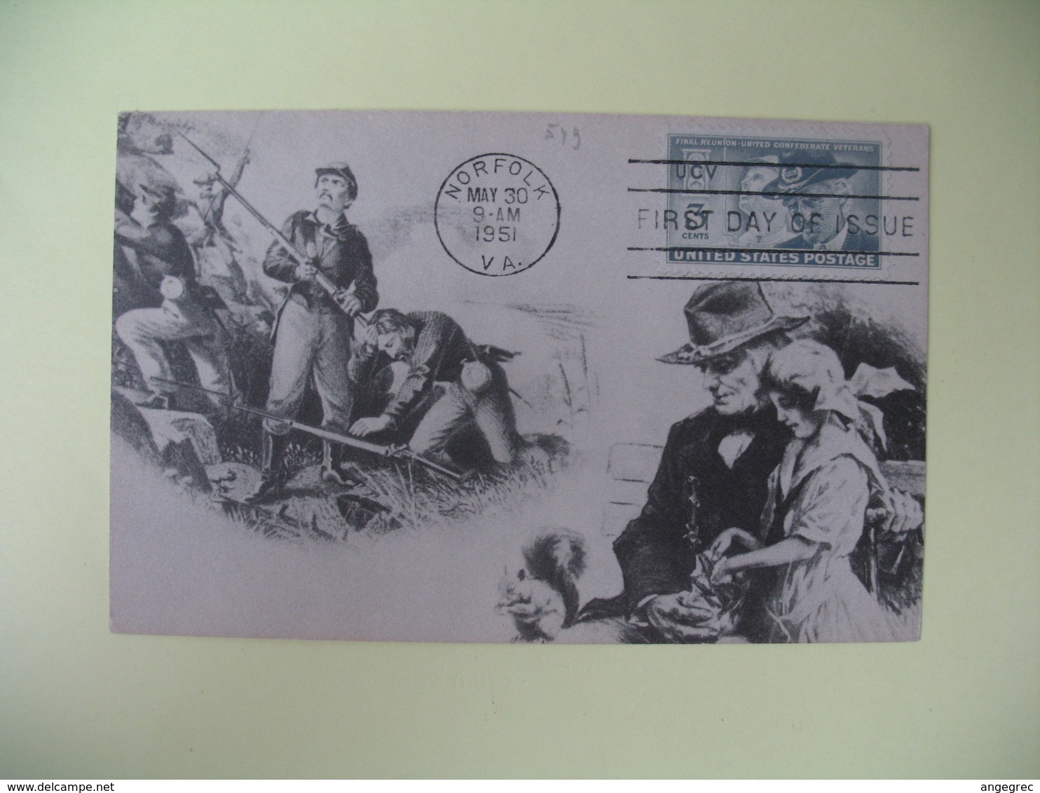 Carte Maximum 1951  Etats-Unis Confederate Veteran Reminiscences ...cachet Norfolk - Maximum Cards