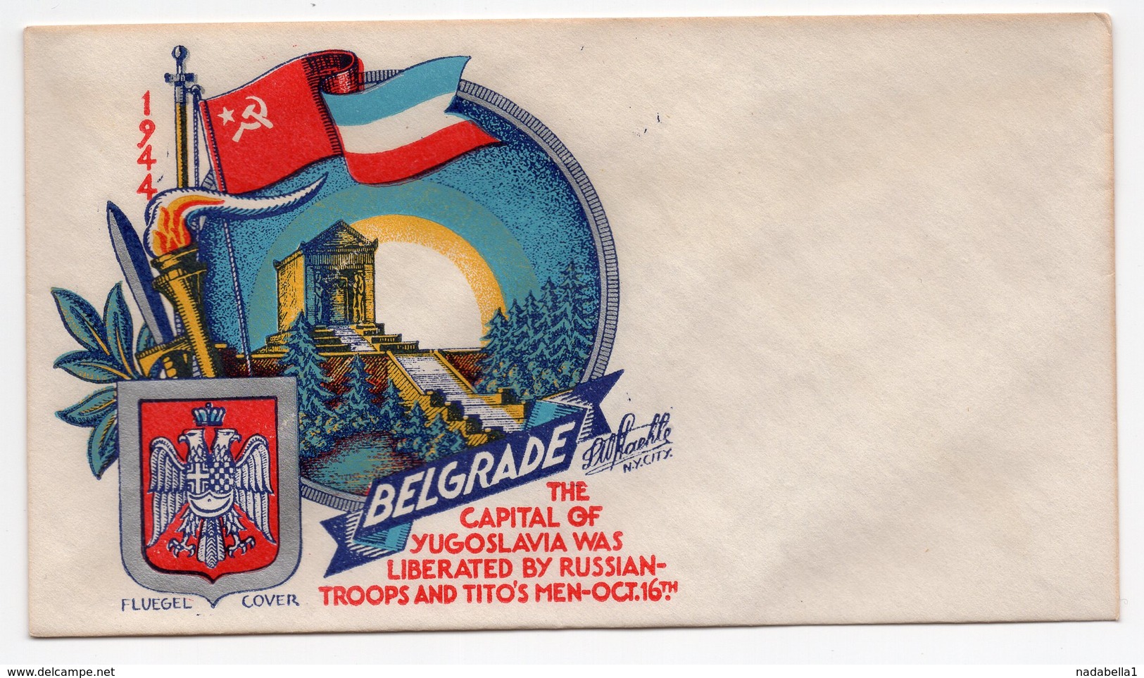 1944 USA LIBERATION COVER, YUGOSLAVIA, BEOGRAD, TITO, AIR MAIL COVER, LIBERATION OF BELGRADE 16.10.1944, PRINTED IN USA - Covers & Documents