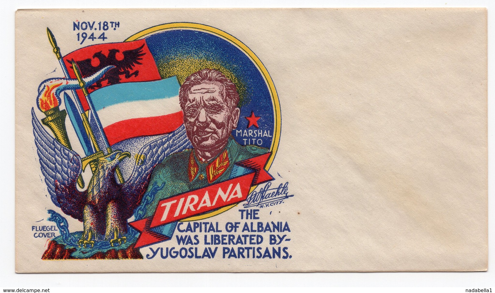 1944 ALBANIA, TIRANA, TITO, AIR MAIL COVER, LIBERATION OF TIRANA 18.11.1944, PRINTED IN USA - Unclassified