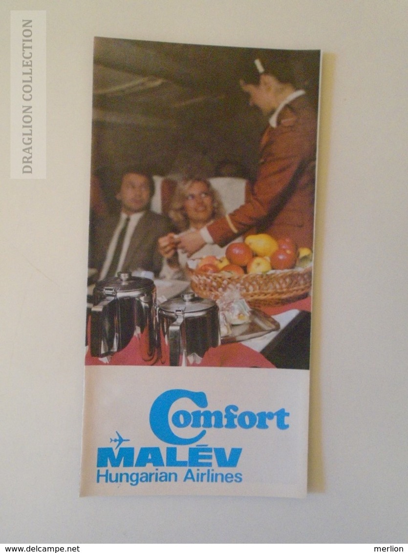 ZA142.2  Hungary MALÉV Hungarian  Airlines  Comfort  Advertising Brochure TU154 TU134  Ca 1980 - Advertisements