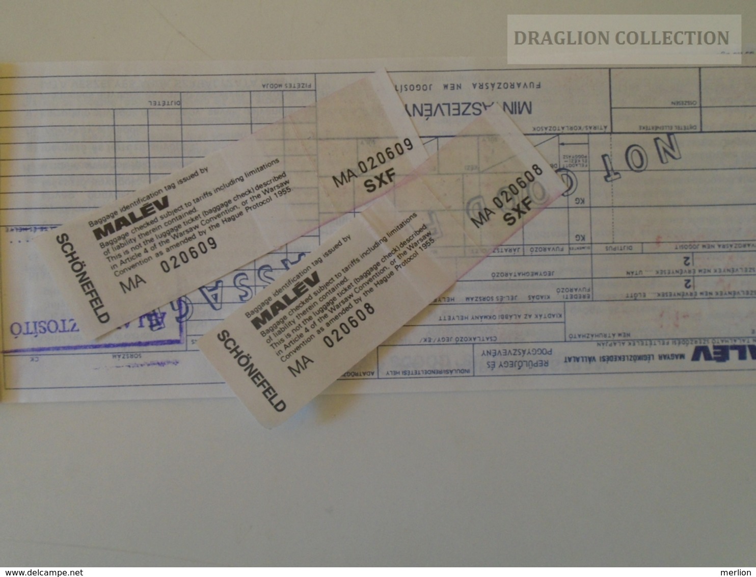 ZA142.5  Hungary MALÉV Hungarian  Airlines  TICKET  Budapest Berlin 1988  SCHÖNFELD - Tickets