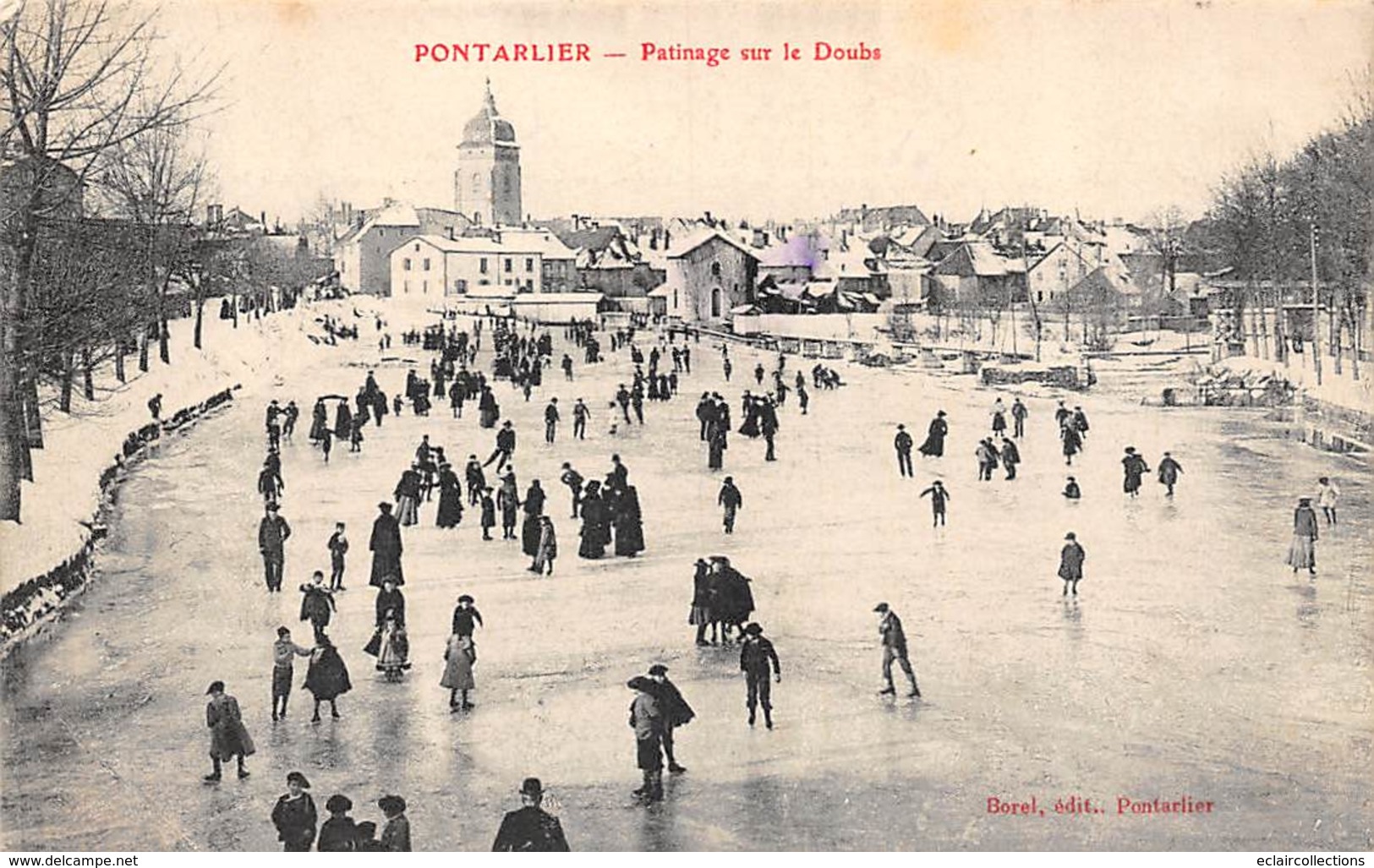 Pontarlier     25     Patinage A Glace Sur Le Doubs    (Voir Scan) - Pontarlier