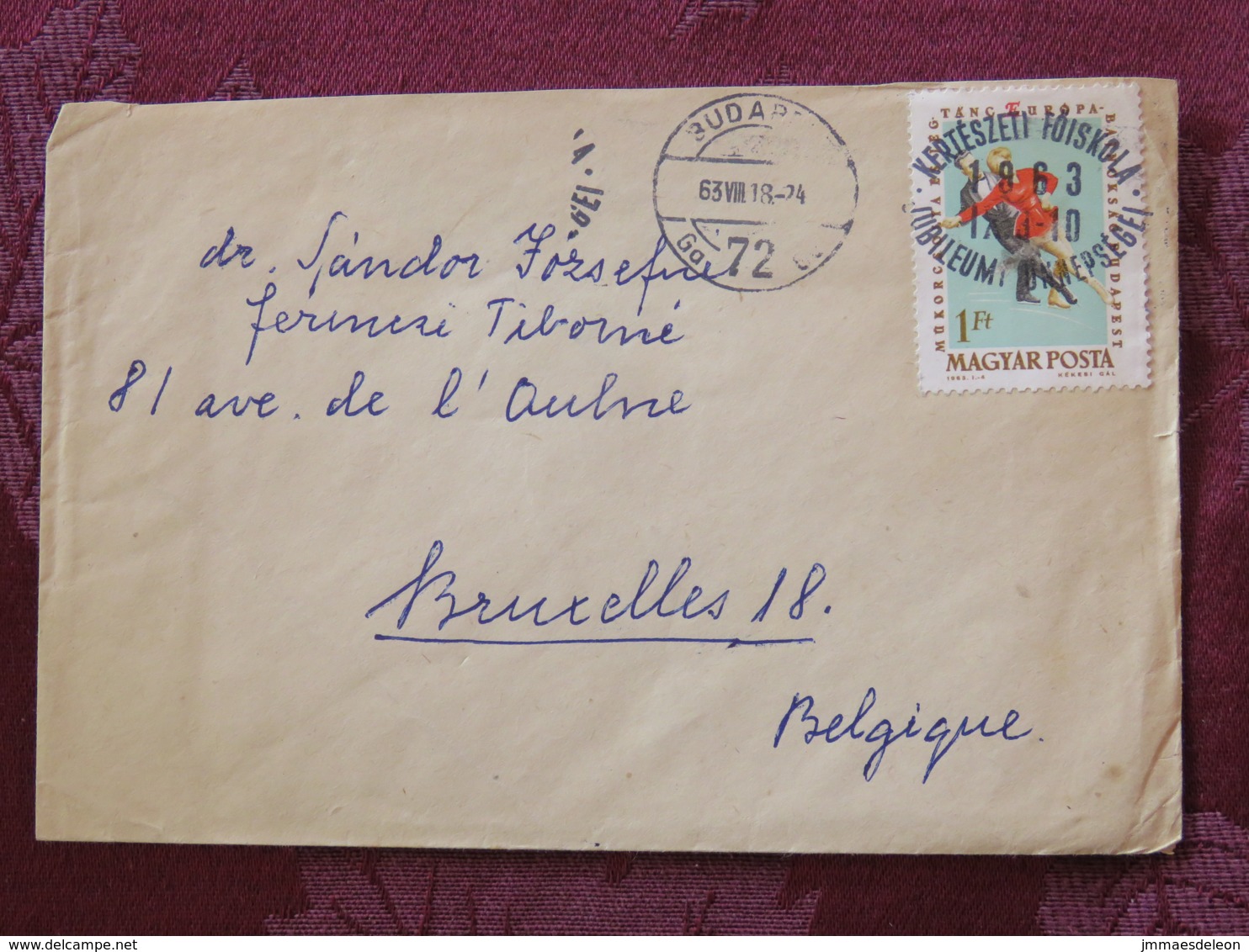 Hungary 1963 Cover Budapest To Belgium -  Ice Skating - Jubileum Slogan - Storia Postale