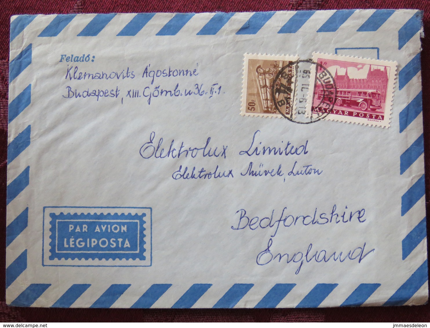 Hungary 1965 Cover Budapest To England - Railroad Tank Car - Autobus - Covers & Documents