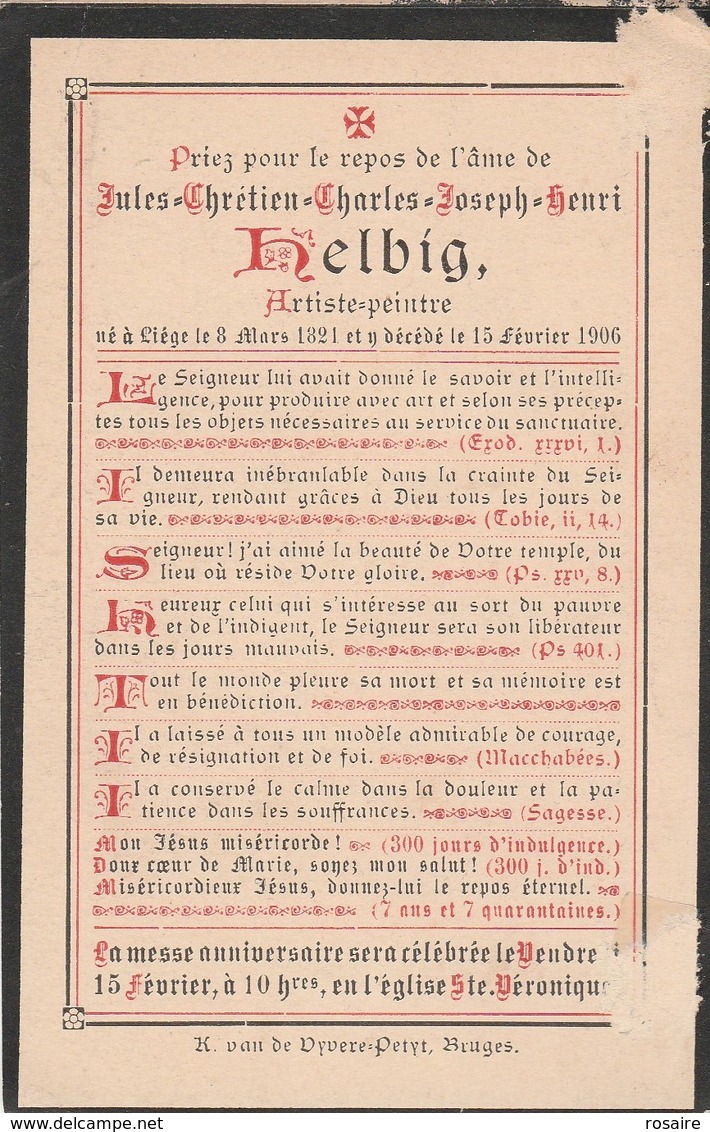 Dp  Artiste-peintre Helbig-liege 1821-1906-beschadiging - Religion & Esotericism