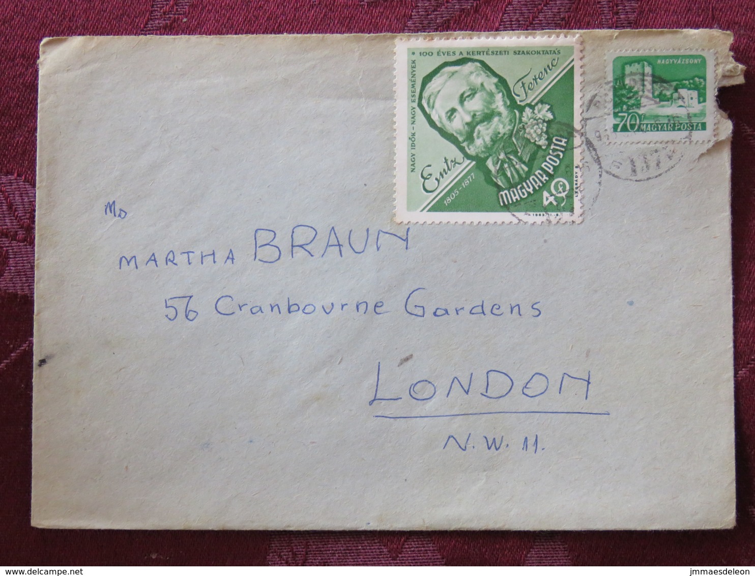 Hungary 1966 Cover Budapest To England - Castle - Grapes Horticulturist - Covers & Documents