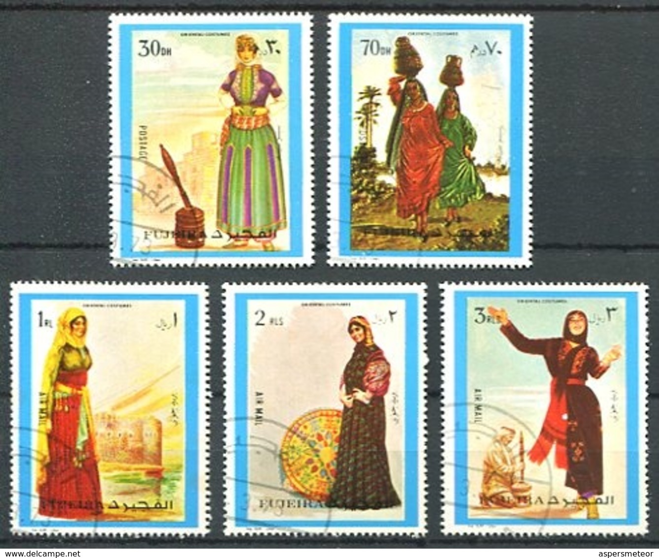 ORIENTAL COSTUMES. FUJEIRA 1973 MICHEL 1263 / 1267 COMPLETE SERIE OBLITERES - LILHU - Fujeira