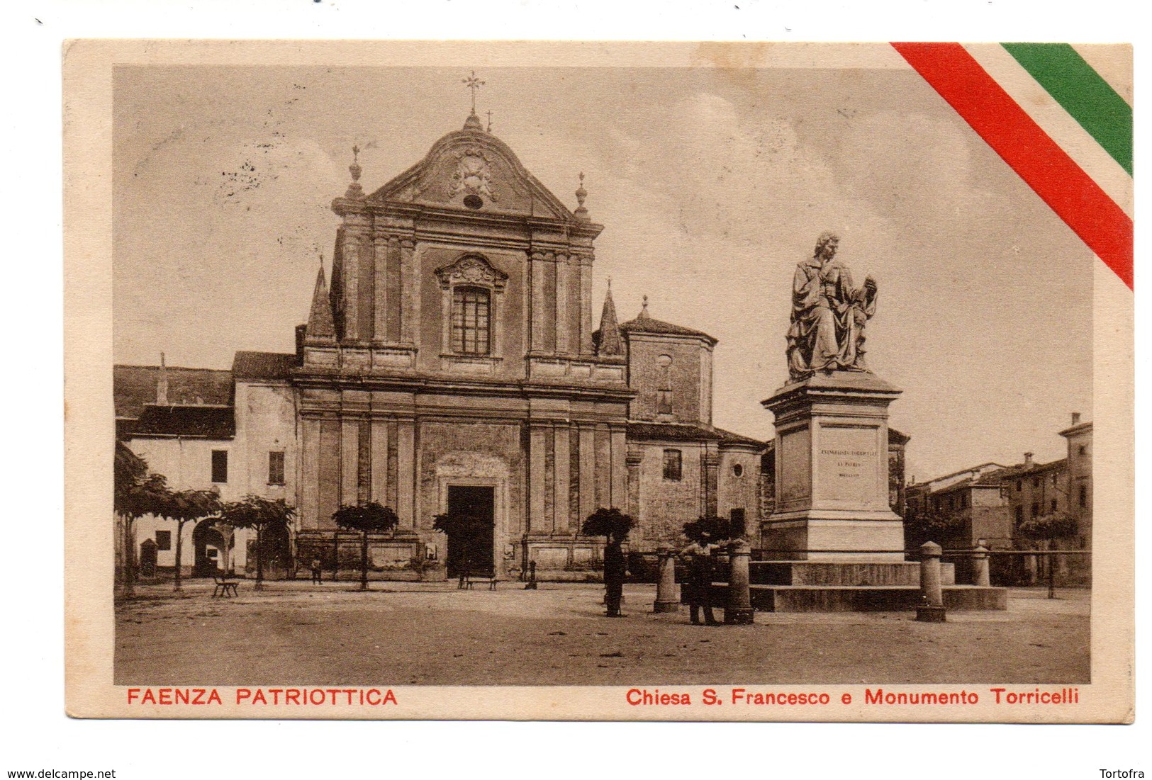 FAENZA PATRIOTTICA  CHIESA S. FRANCESCO E MONUMENTO TORRICELLI   1916 - Faenza