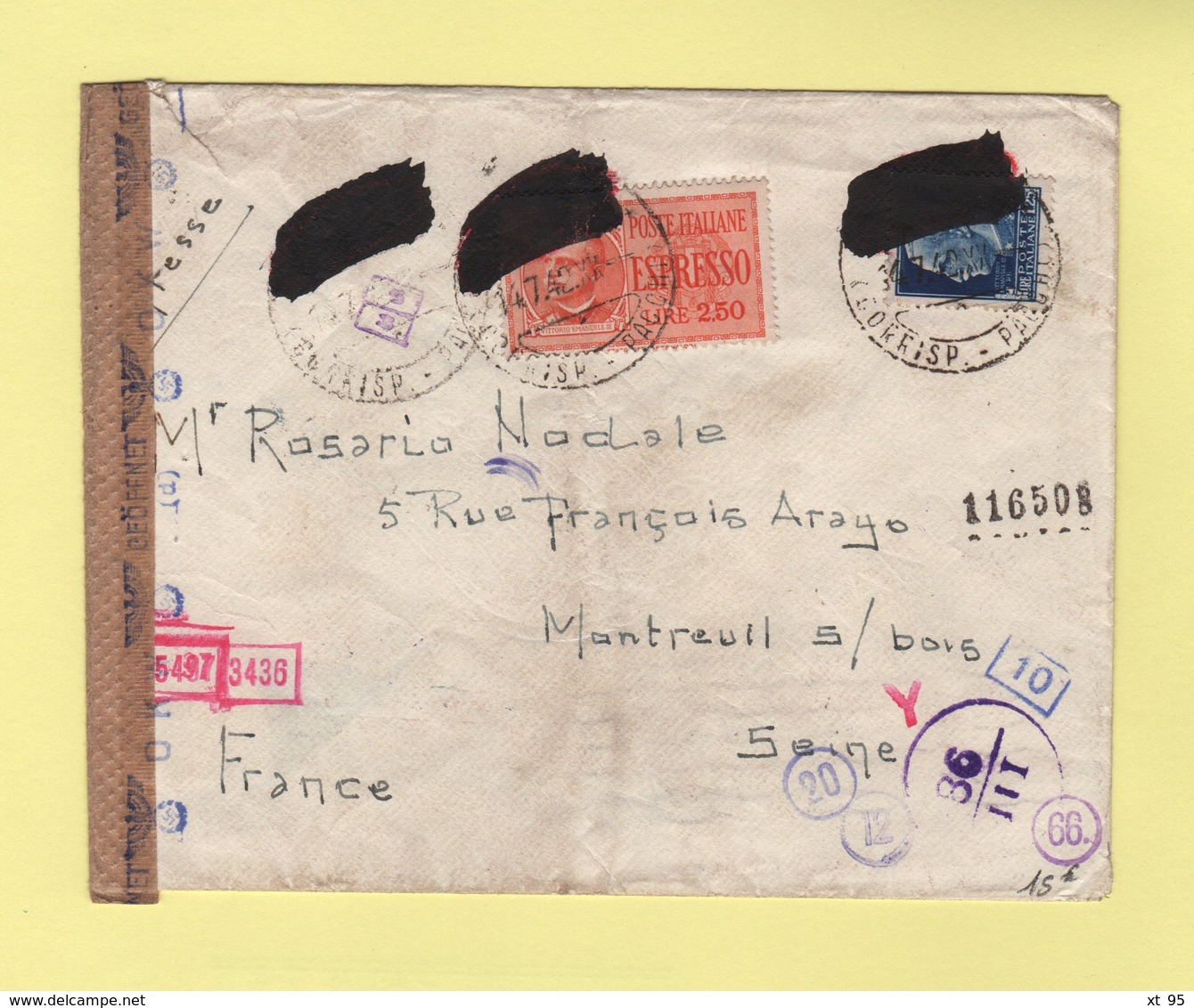 Italie - Lettre Express Destination France - Censures - Voir Au Dos - 1942 - Autres & Non Classés