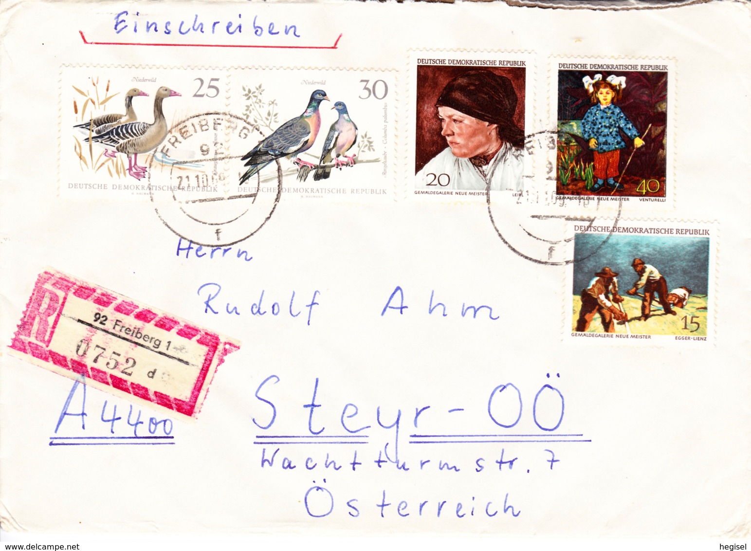 1968, DDR, "Niederwild" + "Gemäldegalerie Neue Meister" , REC, Stempel "Tausch- Kontrollstelle KARL-Marx-Stadt 8D - Sobres Privados - Usados