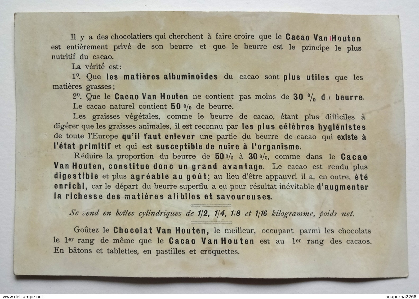 CHROMO  GRAND FORMAT CACAO VAN HOUTEN....DÉGUSTATION DANS UNE BARQUE...ETANG ...GYGNES - Van Houten