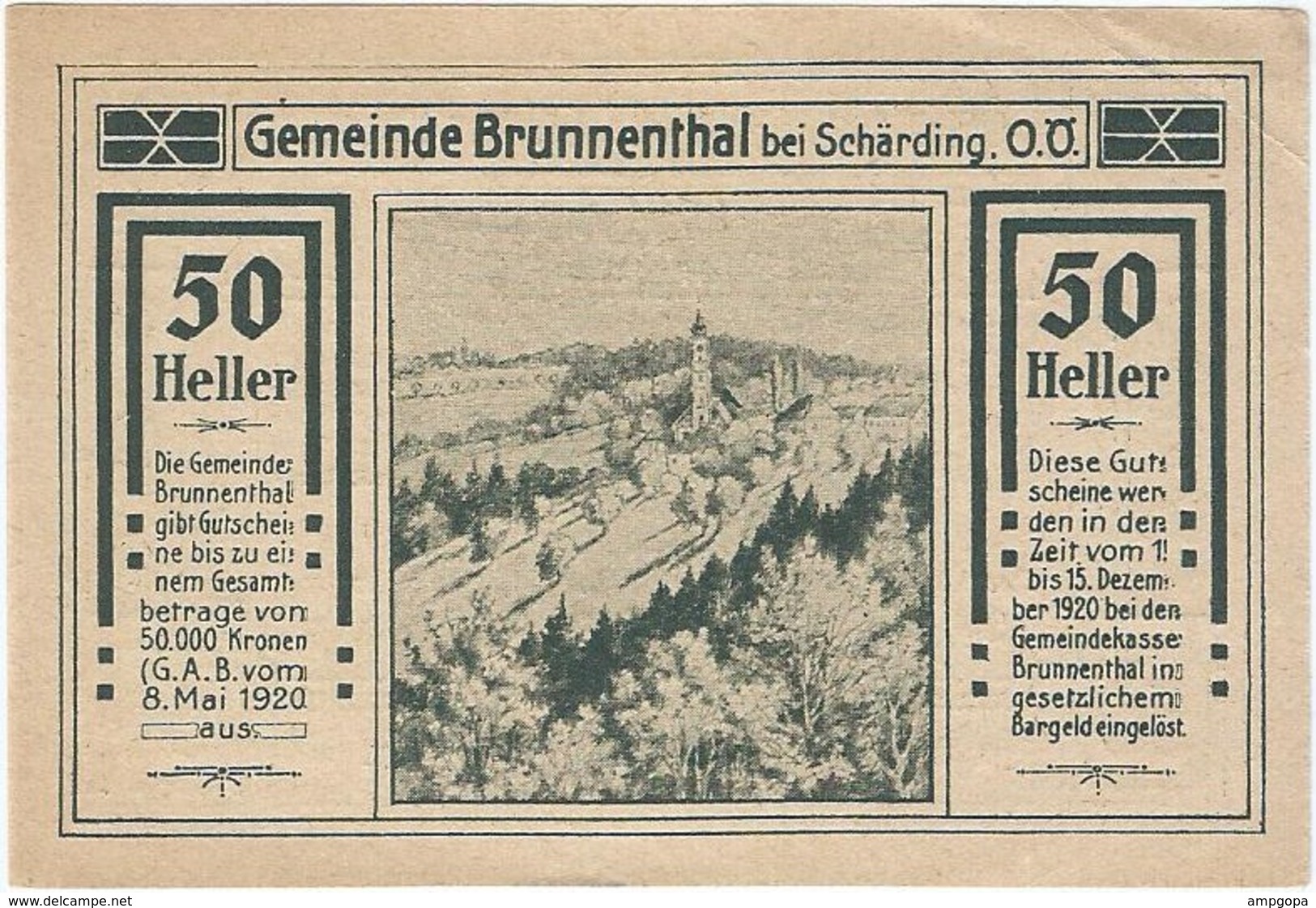 Austria (NOTGELD) 50 Heller 8-5-1920 Brunnenthal UNC Ref 3224-1 - Austria