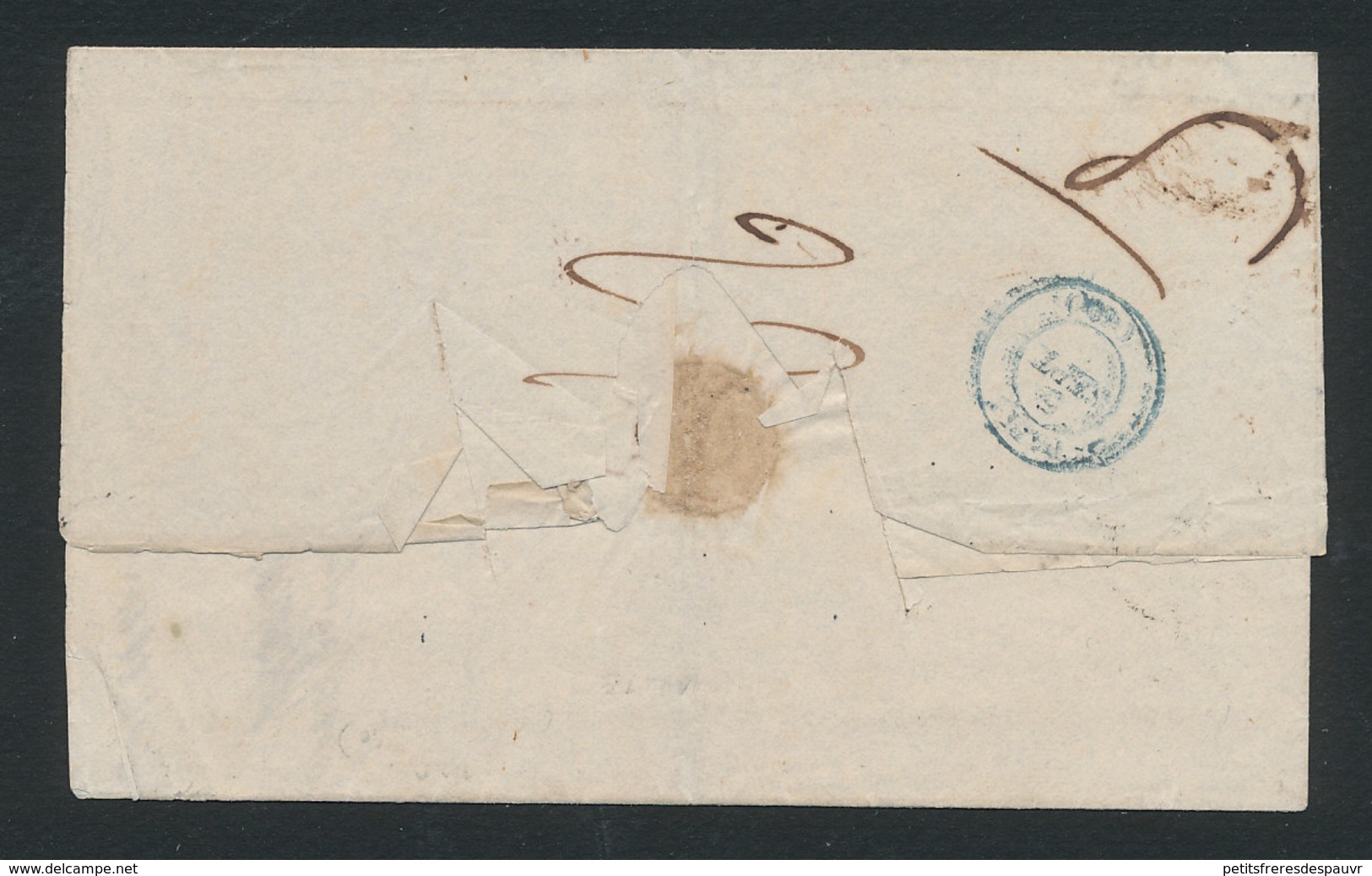POSTE FRANÇAISE EN TURQUIE (Levant) 1838 Lettre De Purifiée Au Lazaret De Malte Pour Paris PP (sans Texte) - Entry Postmarks