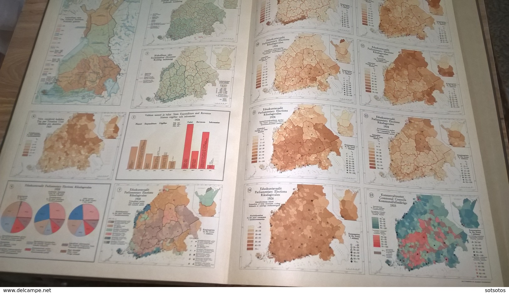 SUOMEN KARTASTO 1925 (ATLAS of FINLAND - ATLAS OVER FINLAND) - The GEOGRAPHICAL SOCIETY of FINLAND - 160PGS (8+38X4) -