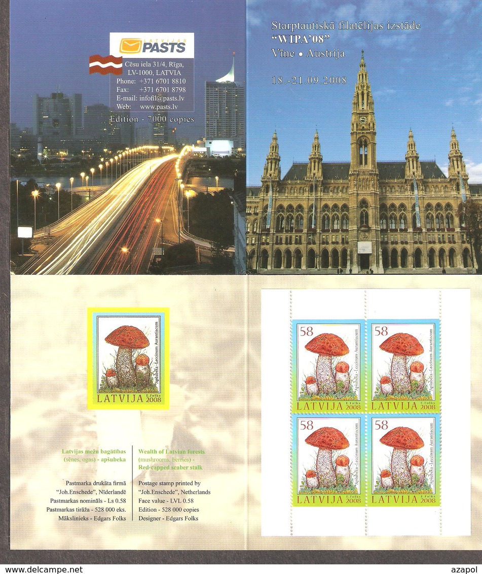 Latvia: Mint Booklet, 2008, Mushrooms, Mi#740D, MNH. - Latvia