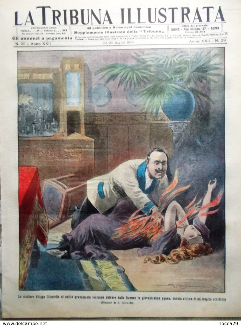 LA TRIBUNA ILLUSTRATA DEL  19 LUGLIO 1914 L'ATTENTATO DI SARAIEVO - In Copertina Filippo Cifariello Di Molfetta - Altri