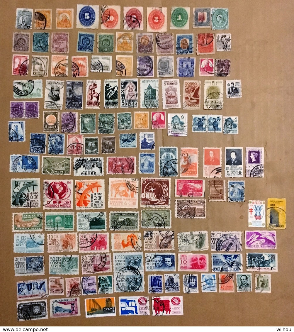 LOT DE 125 TIMBRES OBLITERES MEXIQUE TOUS DIFFERENTS ANNEES DIVERSES - Mexique