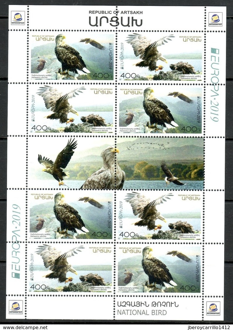 NAGORNO KARABAKH /ARMENIA  /ARTSAKH -EUROPA 2019 -NATIONAL BIRDS.-"AVES -BIRDS -VÖGEL -OISEAUX"- SPECIAL SHEET COMBI - 2019