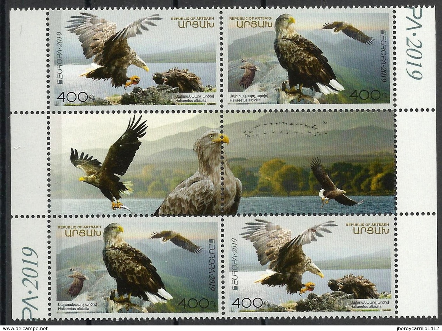 NAGORNO KARABAKH /ARMENIA  /ARTSAKH -EUROPA 2019 -NATIONAL BIRDS.-"AVES -BIRDS -VÖGEL -OISEAUX"- DOS SERIES GUTTER PAIR - 2019