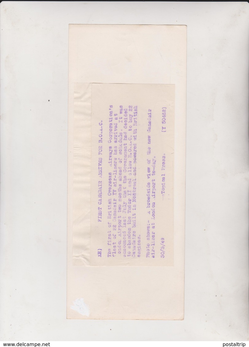 FIRST CANADAIR  IV AIRLINERS LONDON AIRPORT  B, O, A, C CANADA  MONTREAL   25 * 10 CM Aviation, AIRPLAIN, AVION AIRCRAFT - Aviación
