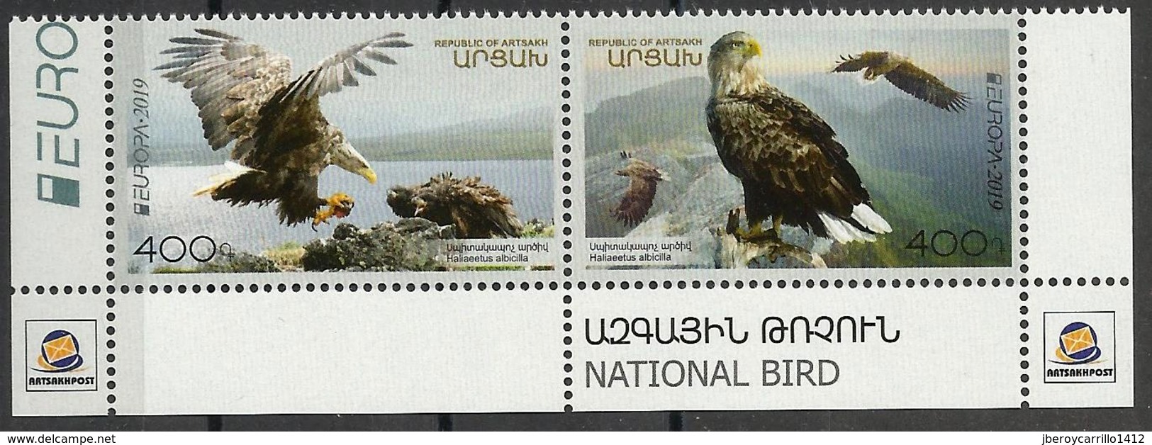 NAGORNO KARABAKH /ARMENIA  /ARTSAKH -EUROPA 2019 -NATIONAL BIRDS.-"AVES -BIRDS -VÖGEL -OISEAUX"- SERIE 2 V.- COMBI - 2019