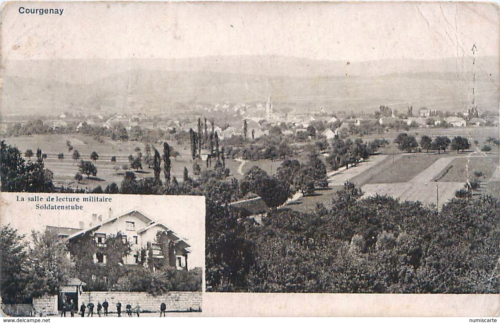 Cpa COURGENAY - La Salle De Lecture Militaire Soldatenstube - Vue Générale - Courgenay