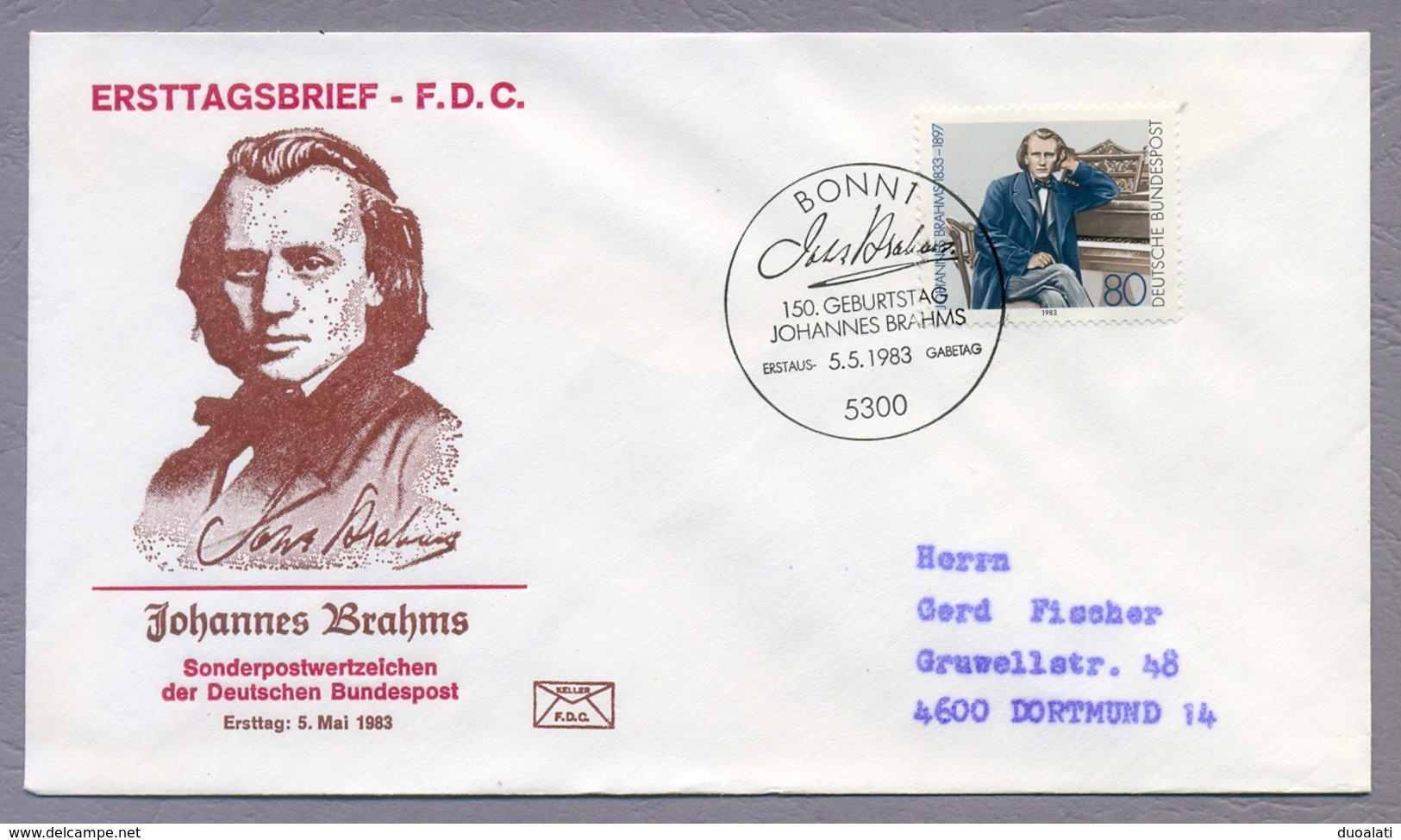 Germany Deutschland 1983 FDC Johannes Brahms Komponist Music Composer - Music