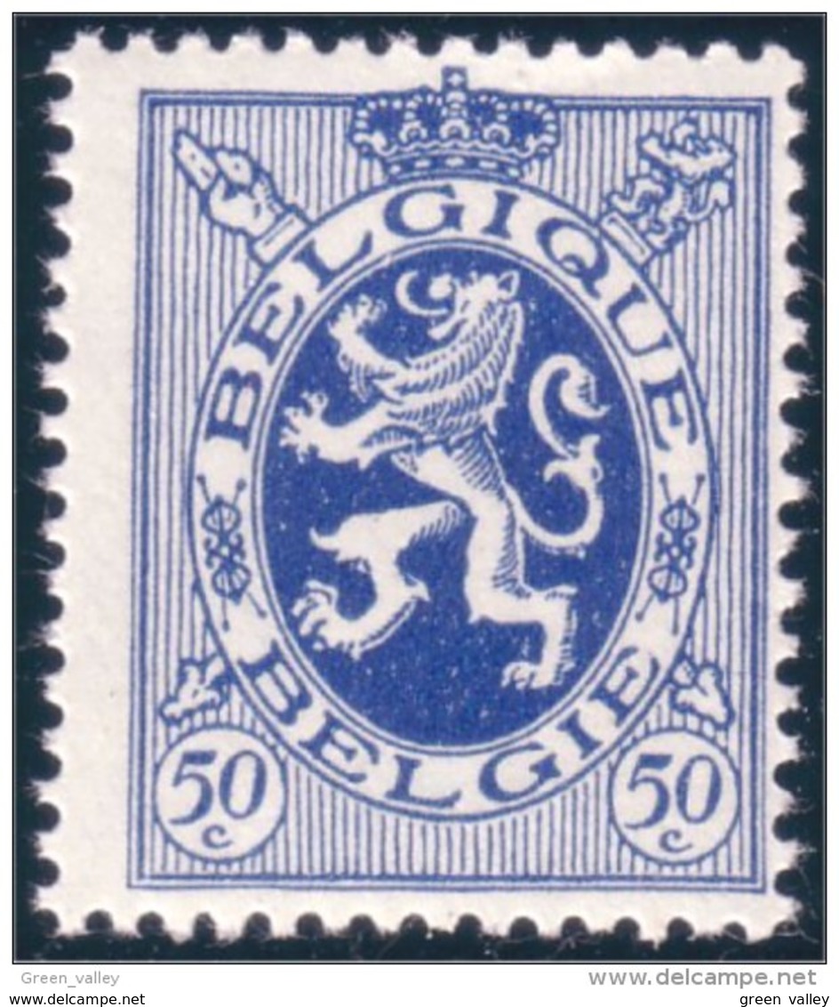 198 Belgium Lion 50c Bleu MNH ** Neuf SC (BEL-61a) - Big Cats (cats Of Prey)