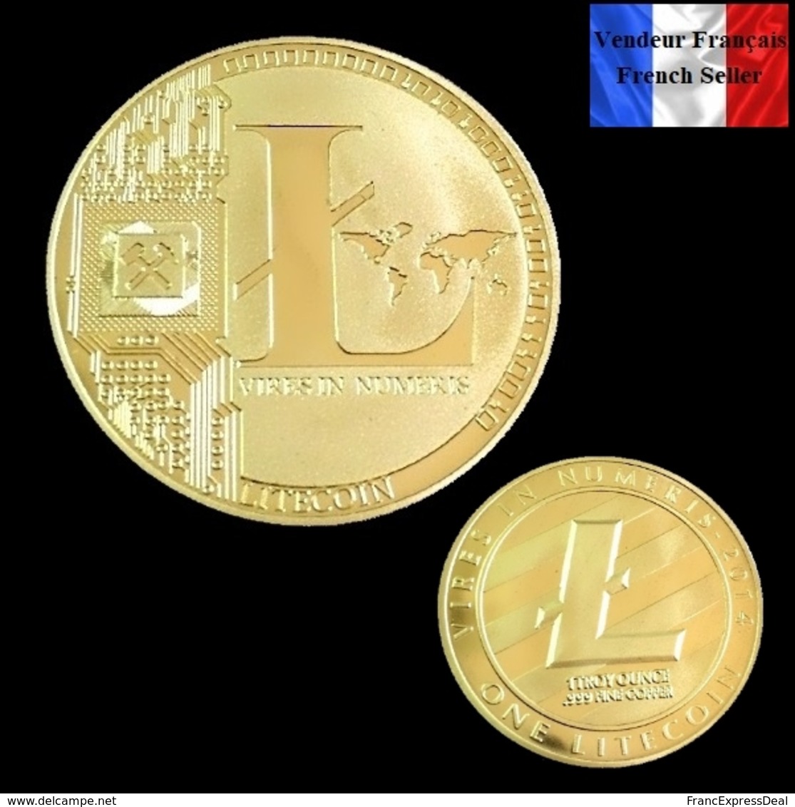 1 Pièce Plaquée OR ( GOLD Plated Coin ) - Litecoin LTC ( Ref 1 ) - Other & Unclassified